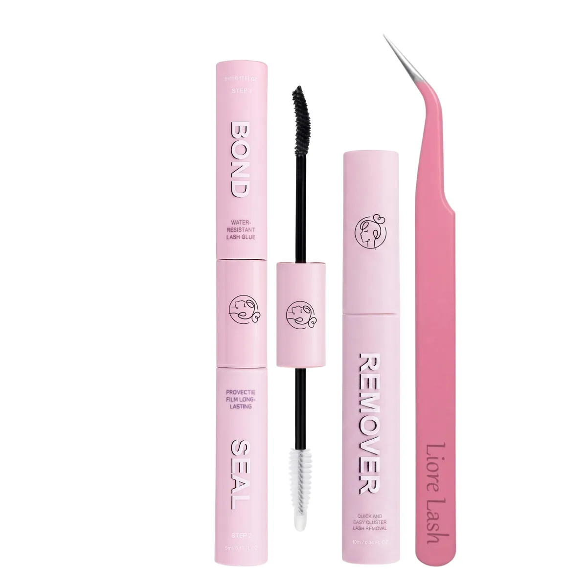 Bond & Seal, remover e pinzetta del kit di ciglia a cluster Liore Lash
